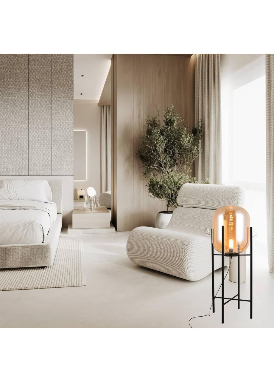 Торшер дизайнерский 103см с кофейным плафоном (909-XLL05F BK+BR) No Brand (370072022)