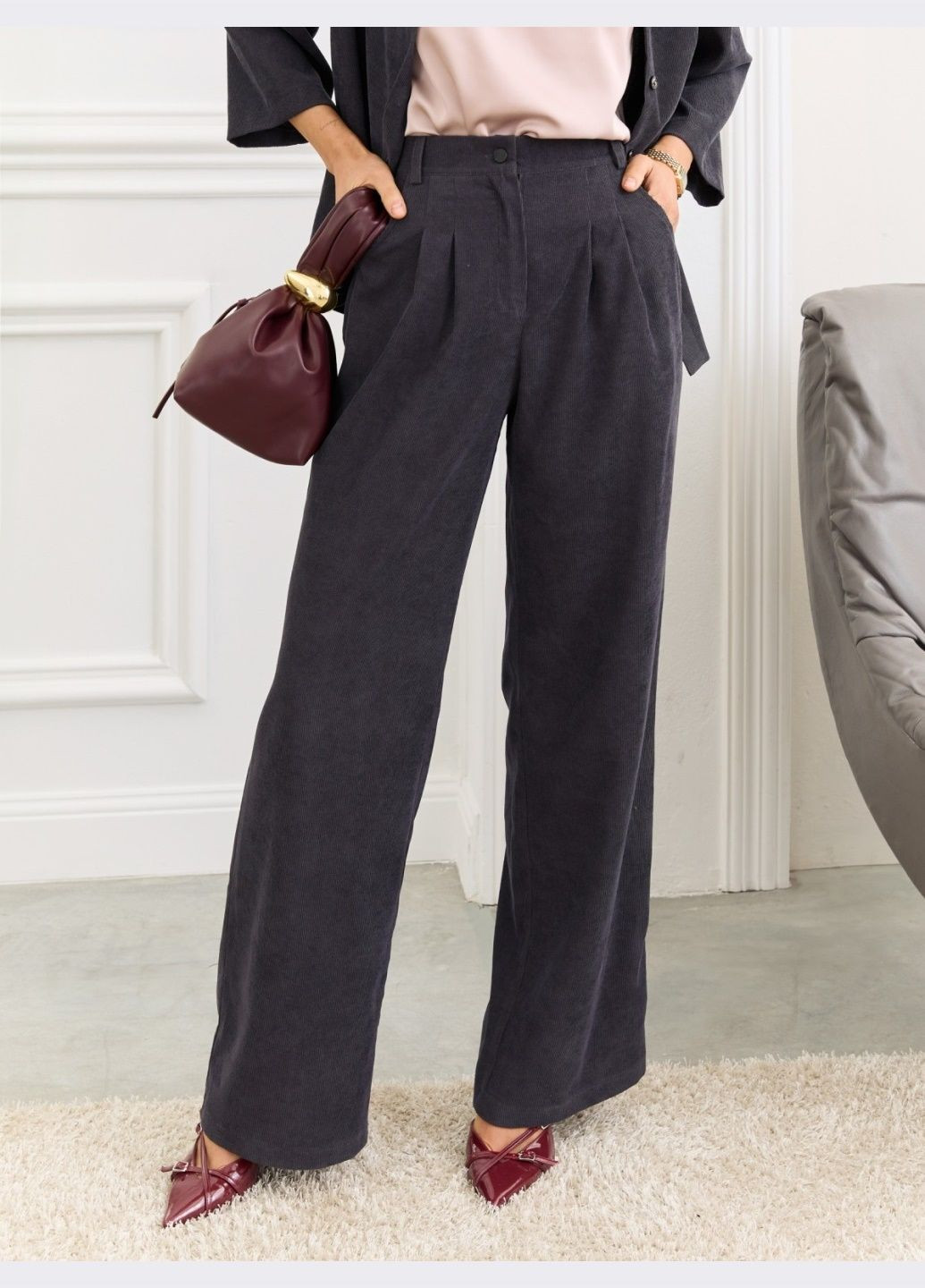 классические брюки тёмно-серого цвета Dressa (324560189)