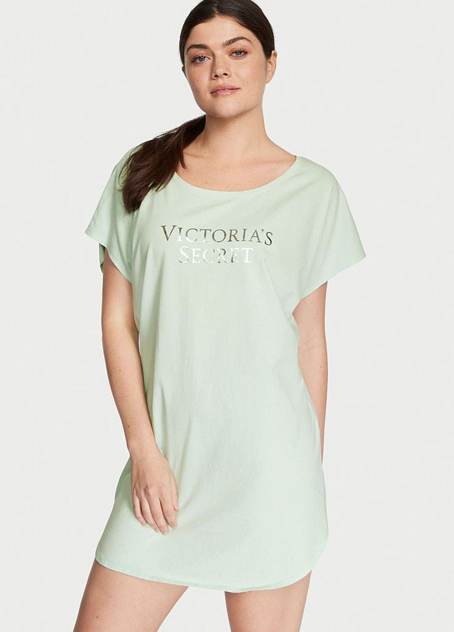 Нічна сорочка Lightweight Cotton Бавовна M/L м'ятна Victoria's Secret (282964590)