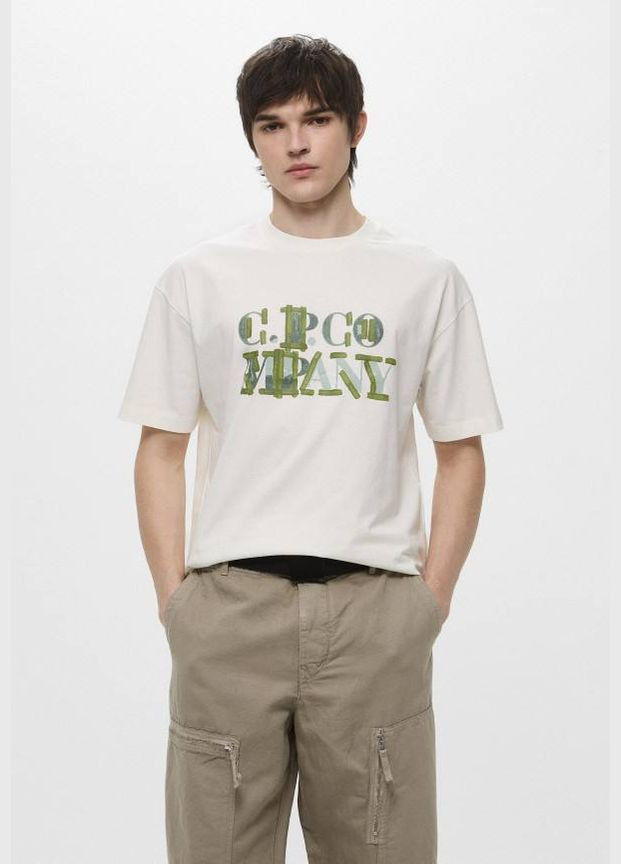 Черная мужская футболка черная, белая оверсайз в стиле c.p. company No Brand