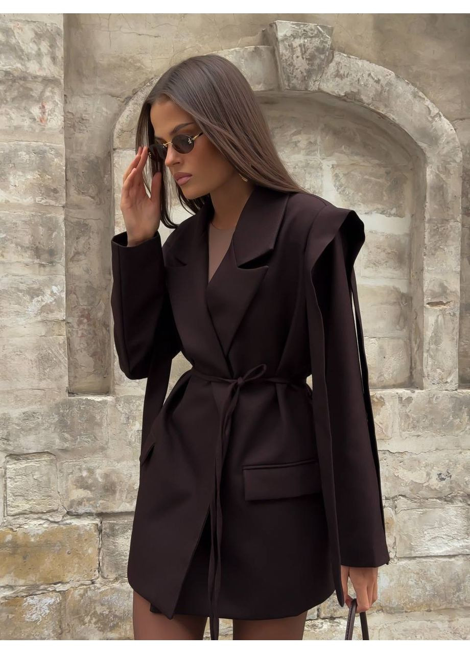 Коричнева святковий, повсякденний, джинсова, ділова, кежуал сукня-піджак Україна