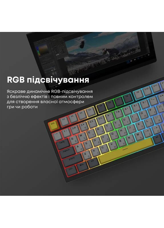 Дротова механічна клавіатура AK820 Sea Salt Switch Black (AK820-SS-BGY) Ajazz (389097077)