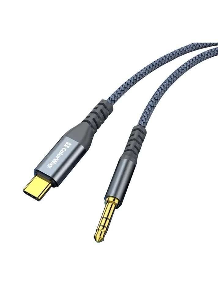 Кабель перехідник Type-C на 3.5 мм mini-Jack з DAC чіпом для навушників та авто AUX 1.2 м сірий Colorway (393196885)