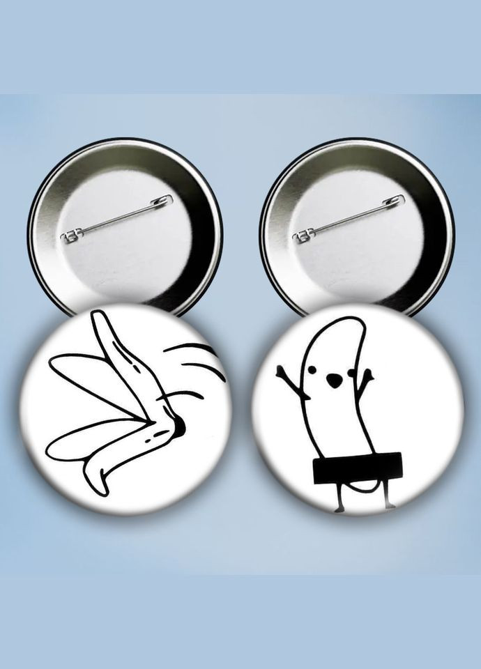 Значки на булавке набор 2 шт Банан металлические на шпильке 56 мм No Brand (303108269)