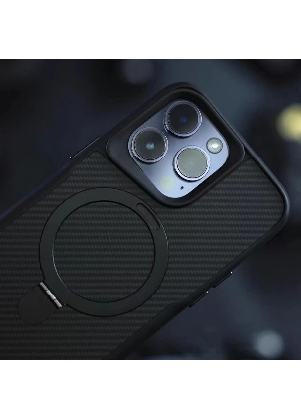 TPU+PC чохол Metal Buttons with MagSafe Carbon Ring для Apple iPhone 16 Pro (6.3") Epik (389069943)
