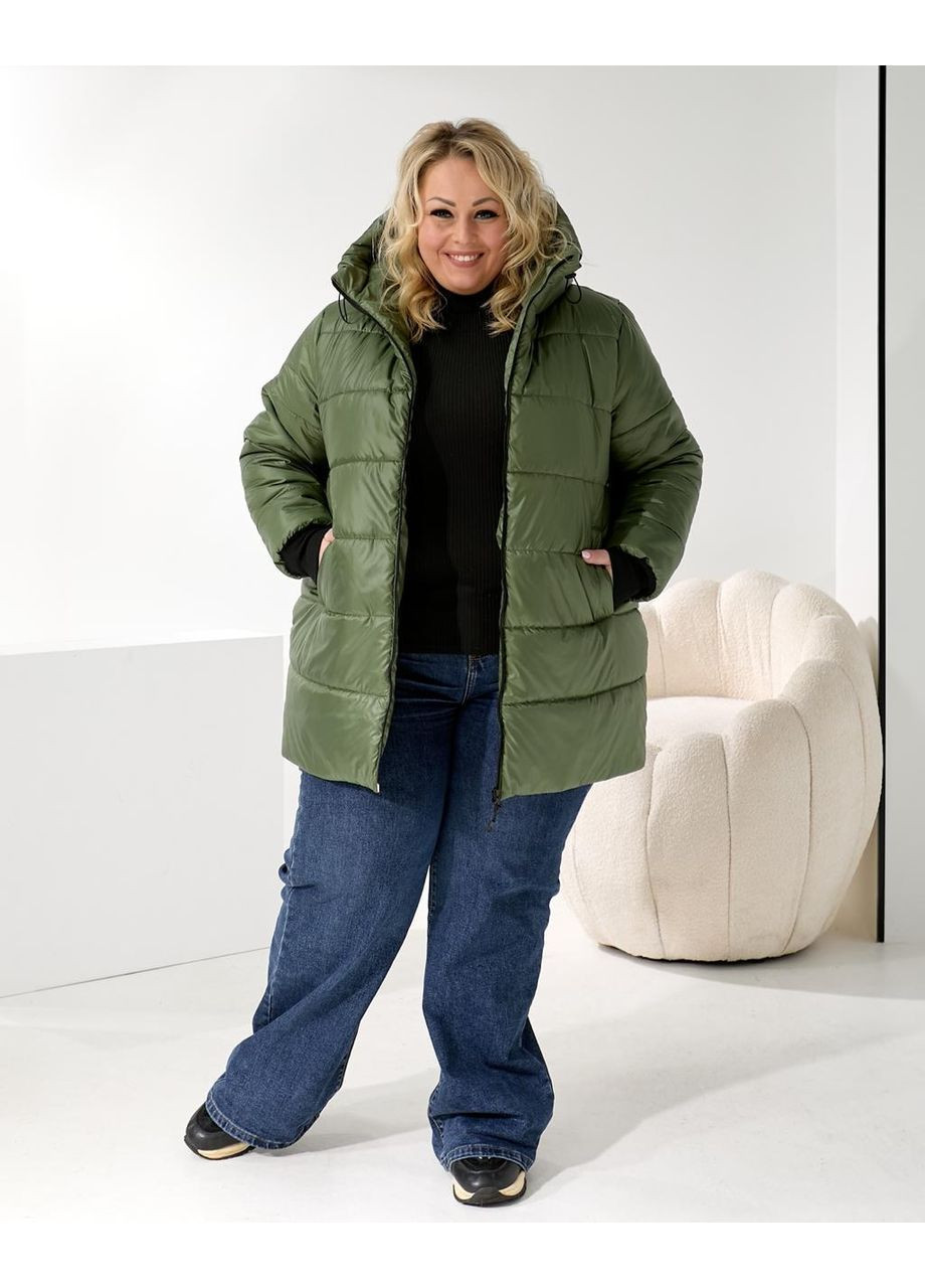 Оливкова (хакі) зимня жіноча зимова куртка куртка-пальто No Brand