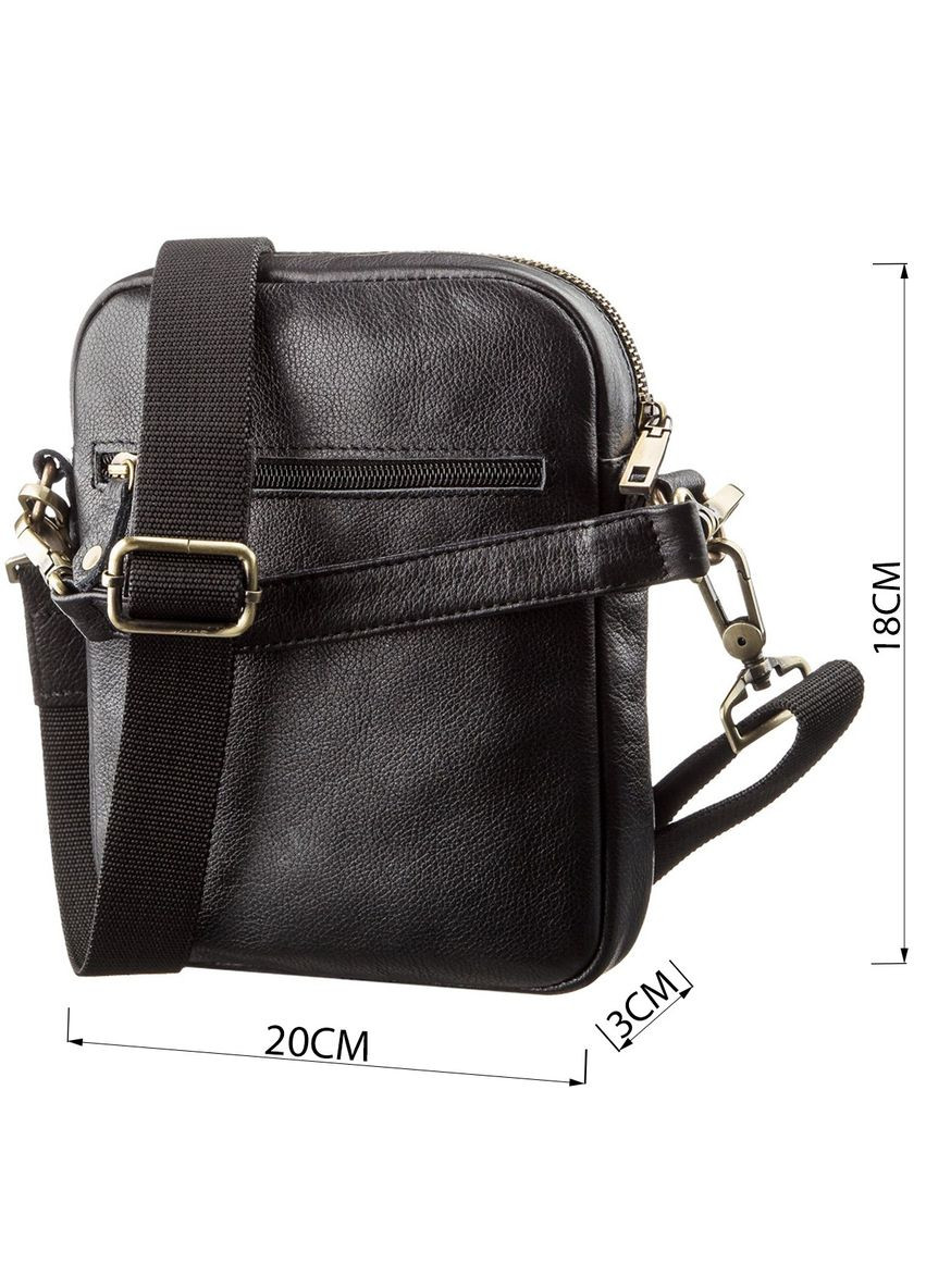 Чоловіча шкіряна сумка з двома знімними ручками 19110 Чорна Shvigel (366880575)