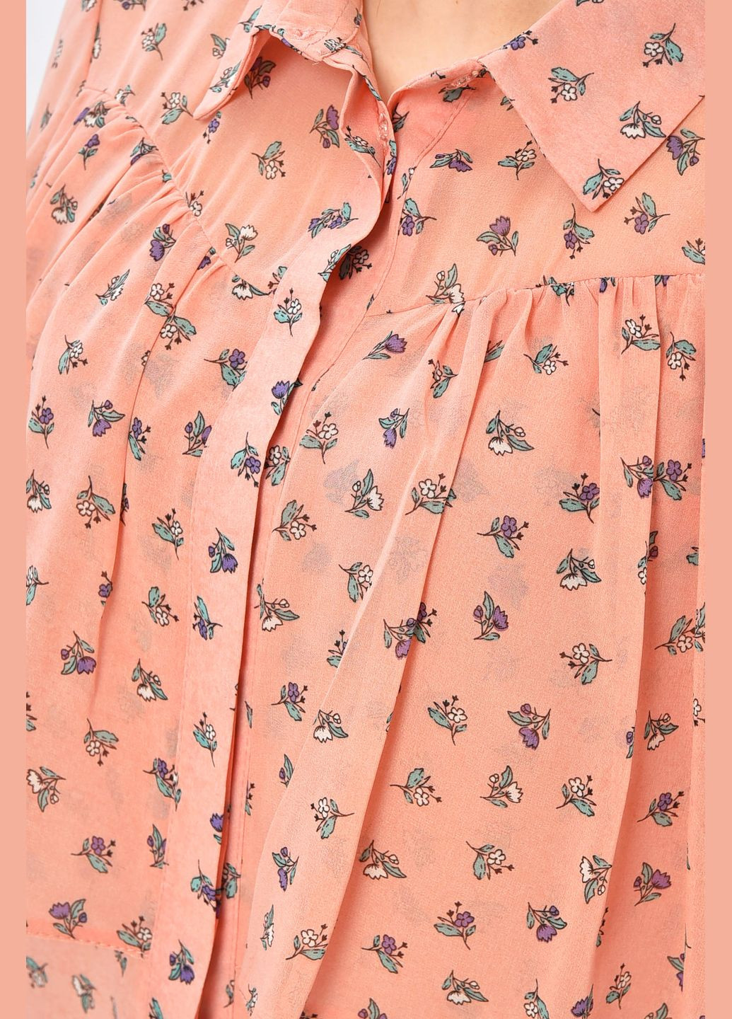 Рожева блуза жіноча рожевого кольору з принтом з баскою Let's Shop