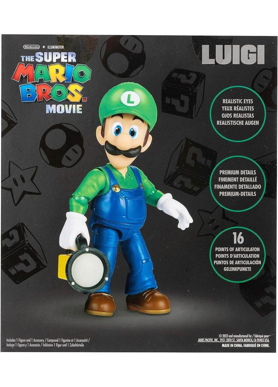 Колекційна фігурка Луїджі 13см Брати Супер Маріо в кіно Оригінал The Super Mario Bros Movie Luigi Jakks Pacific (365251566)