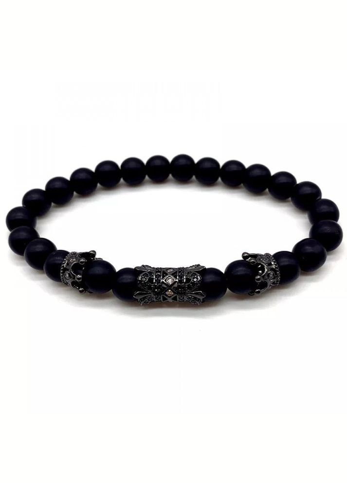 Чоловічі браслети з натурального каміння, комплект Black Panther з агату, чорні. No Brand (328251208)