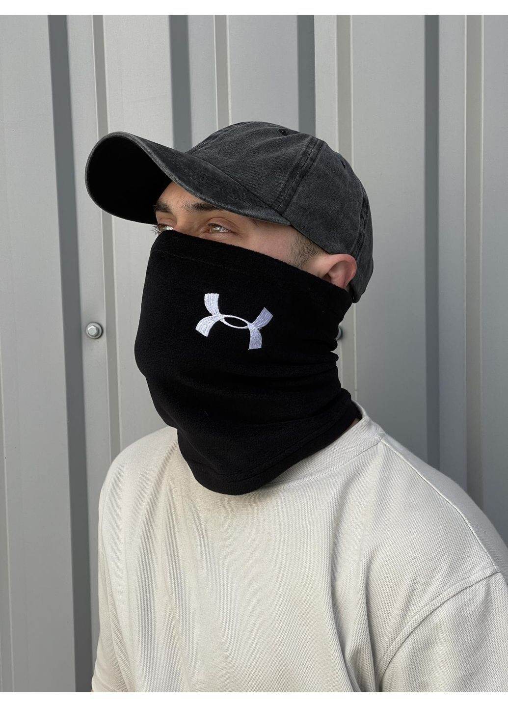 Бафф флісовий теплий з вишитим логотипом чорний No Brand Класичний баф (369981302)