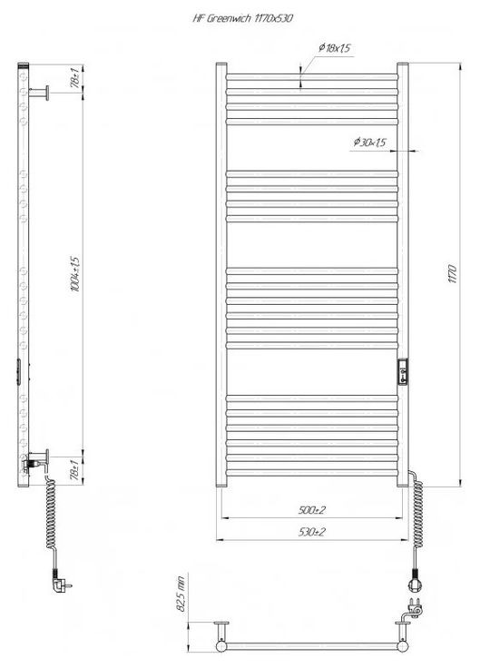 Электрический полотенцесушитель HF Greenwich 1170х530 TR K мат Mario (318681207)