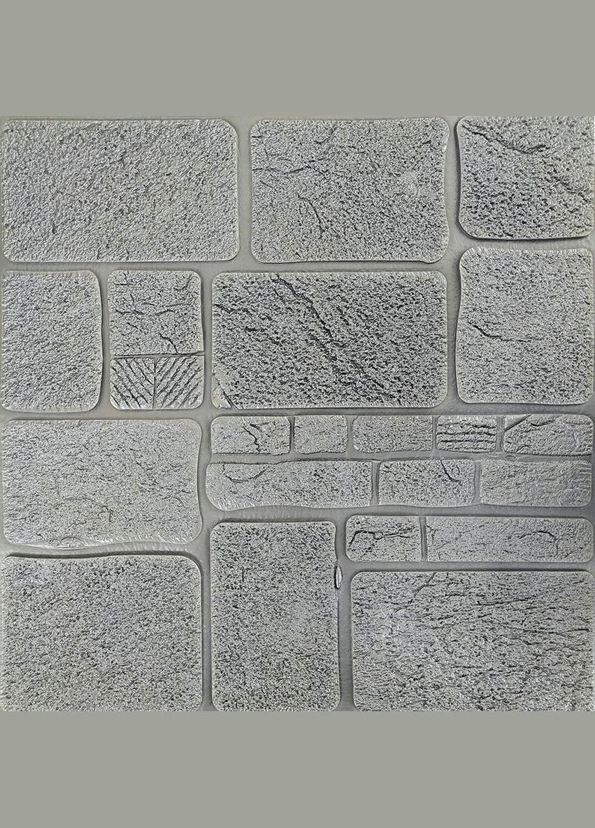 Самоклеящаяся декоративная 3D панель камень серебро 700х700х6мм (153) SW00000187 Sticker Wall (278314705)