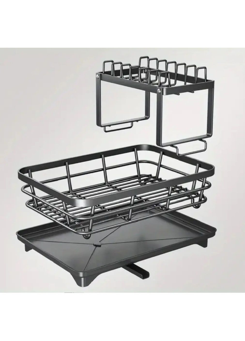 Кухонная сушилка стойка держатель с поддоном нескользящими ножками для посуды на 2 уровня 30x10 см (480860-Prob) Unbranded (346389821)
