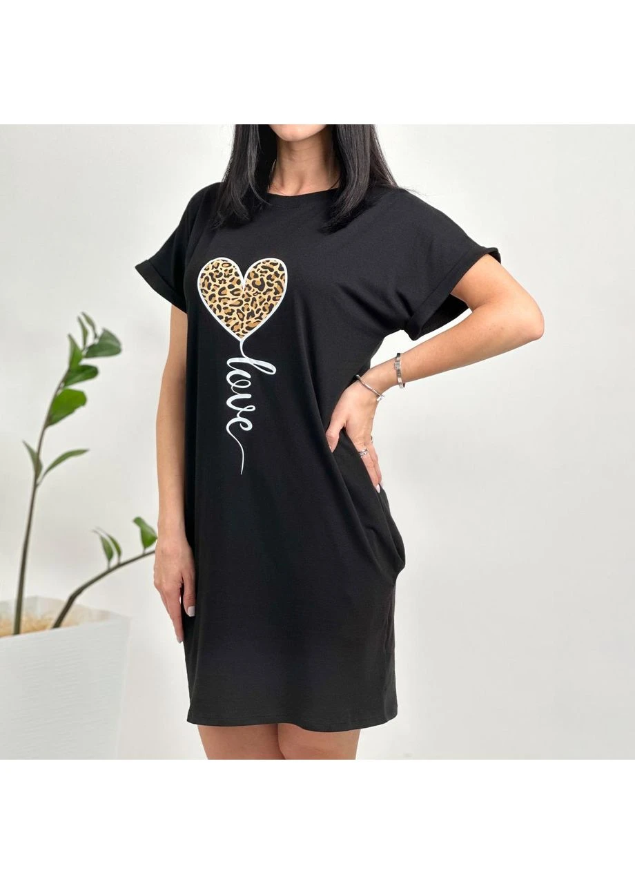 Чорна жіноча сукня з малюнком Fashion
