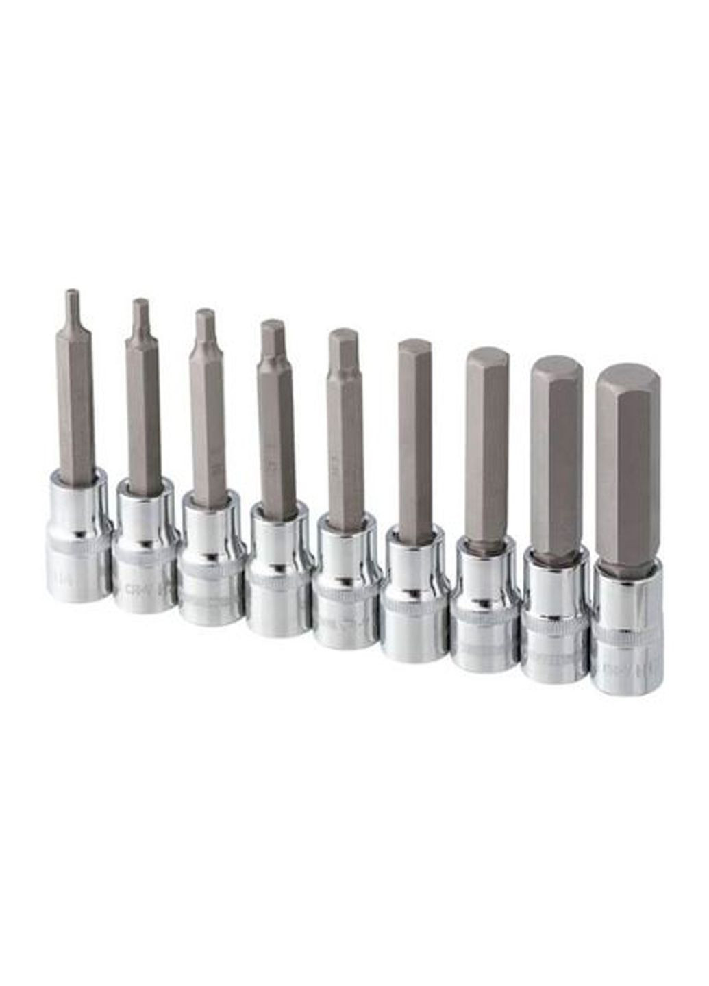 Набор бит в торцевой головке шестигранных HEX 1/2" x H4-H17 x 100 мм (9 шт.) Storm Intertool (363977256)