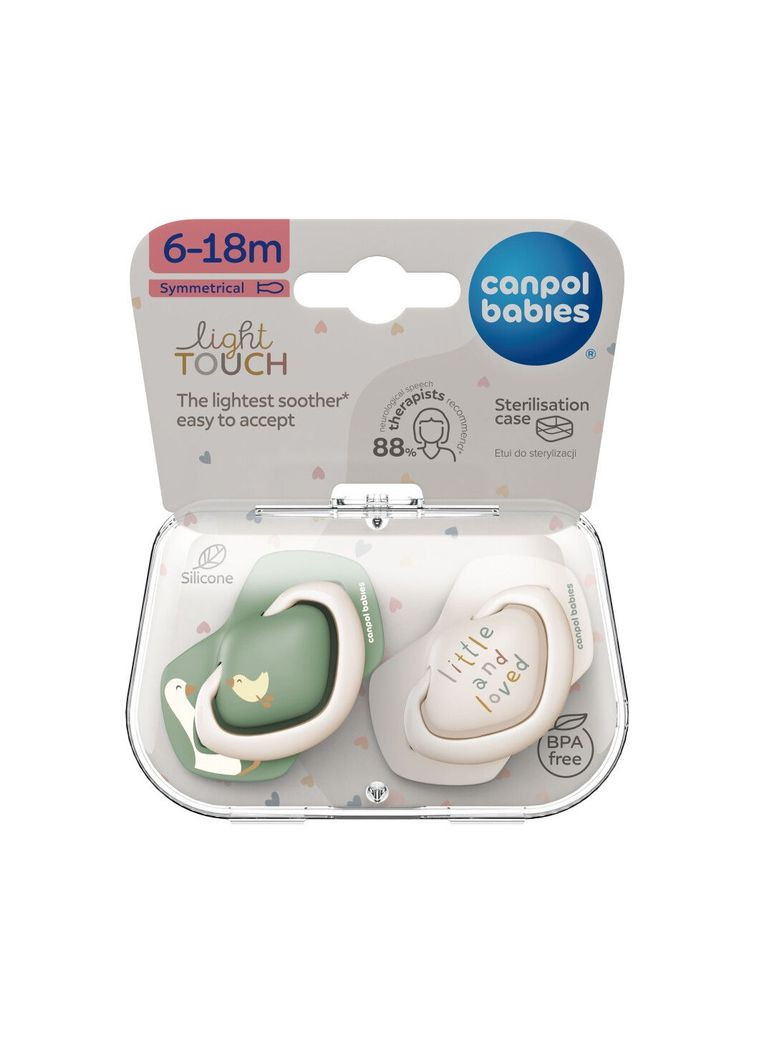 Силіконова симетрична пустушка Light touch Гуси, 6-18 міс., 2 шт. () Canpol Babies 22/668 (336330111)
