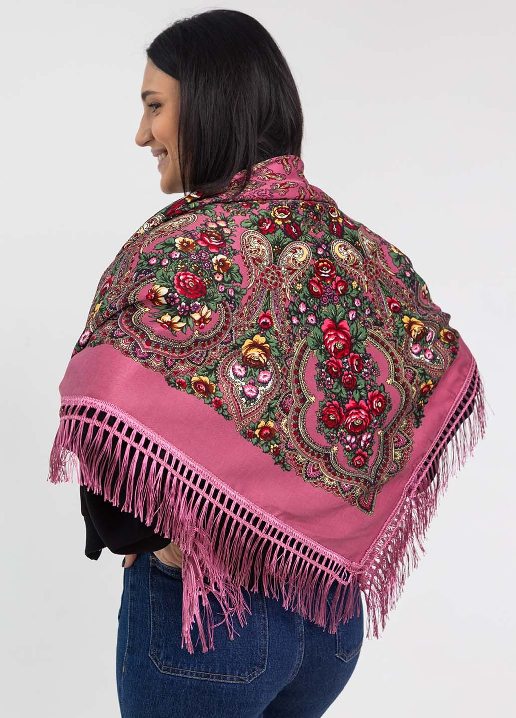 Платок украинский с бахромой "Пион" 100х100 см. Homedec - (322399990)