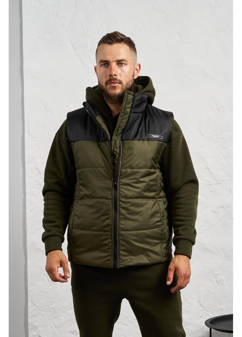 Оливковый (хаки) зимний костюм мужской тройка Garna