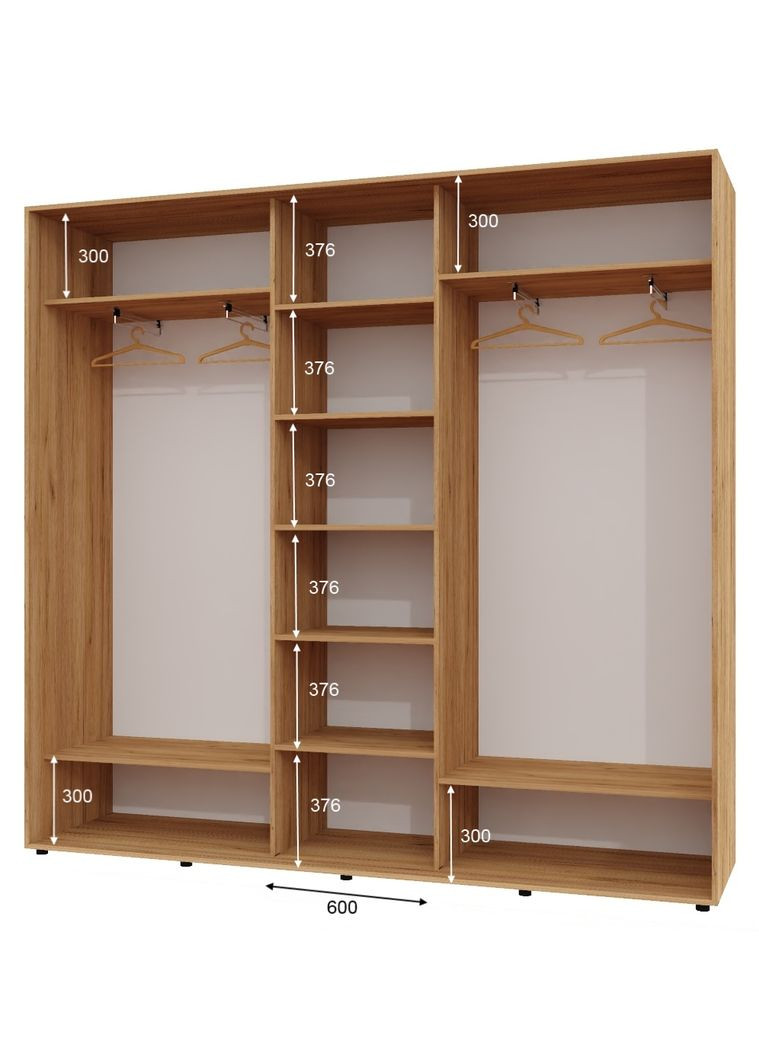 Шафа-купе тридверна 260*45*230 Дуб крафт золотий 2 Дзеркала з піскострумним малюнком/Дзеркало ШК-04 Алекса (360477359)