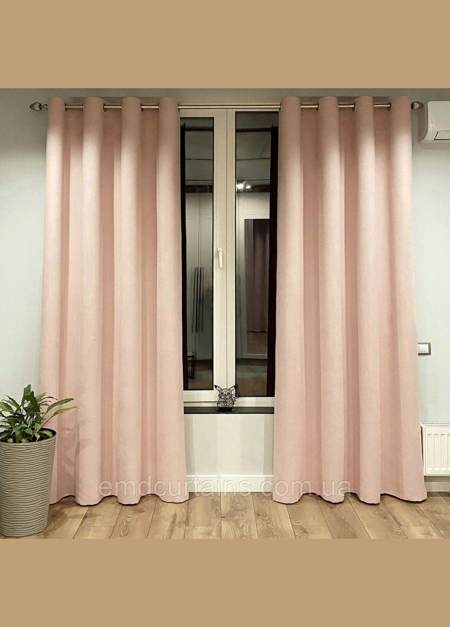 Комплект шторы на серых люверсах 2 шт. 325х250 см микровелюр Розово-пудровый No Brand (337358268)
