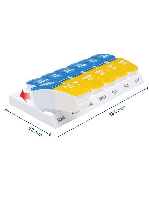 Таблетниця на 7 днів AM/PM 14 комірок, знімні ячейки, UA Flag - 18×9.2×3.2 см More (369157002)