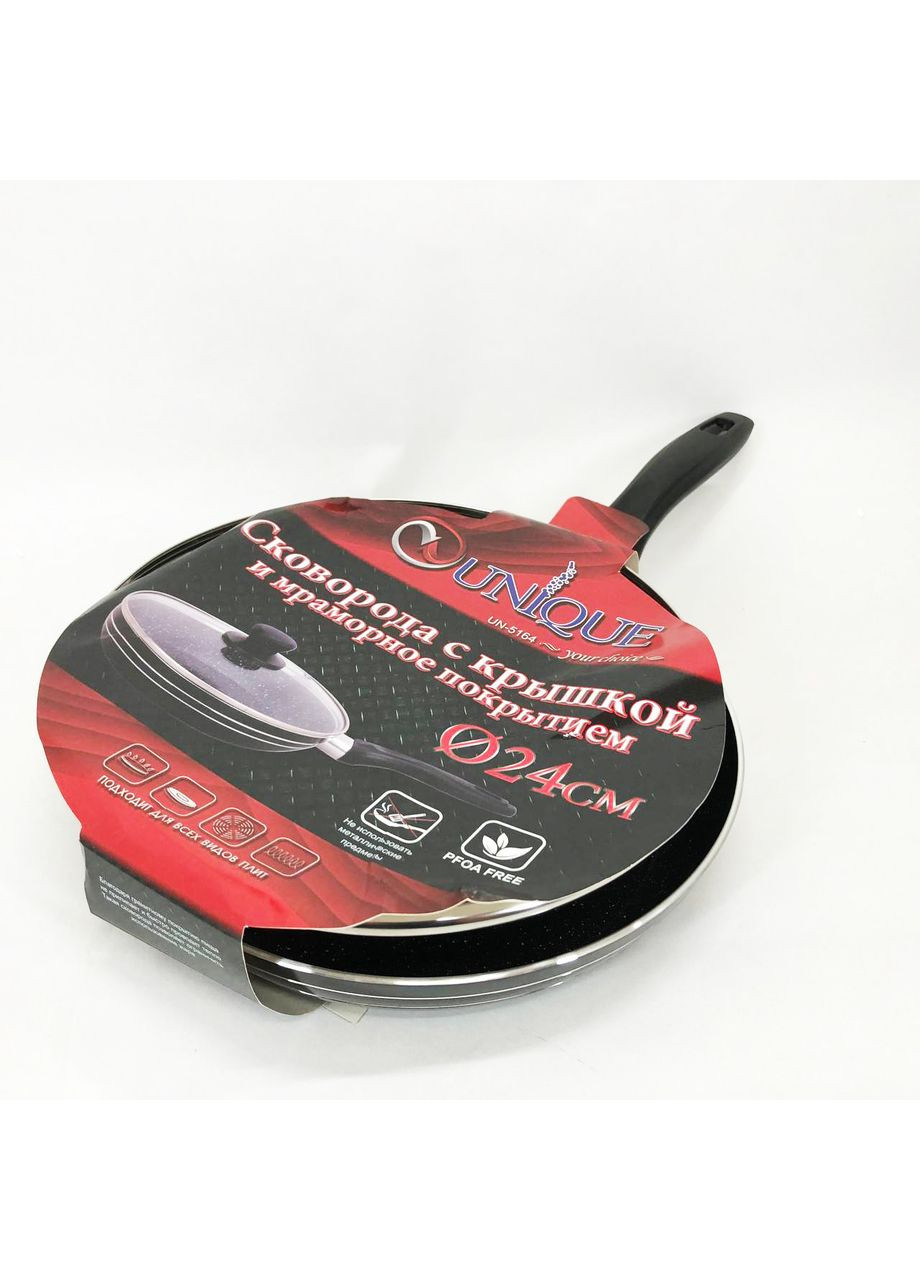 Сковорідка для кухні UN-5164 24 см, Сковорідки хорошої якості, Глибока сковорідка IV-229 для кухні Unique (351485827)