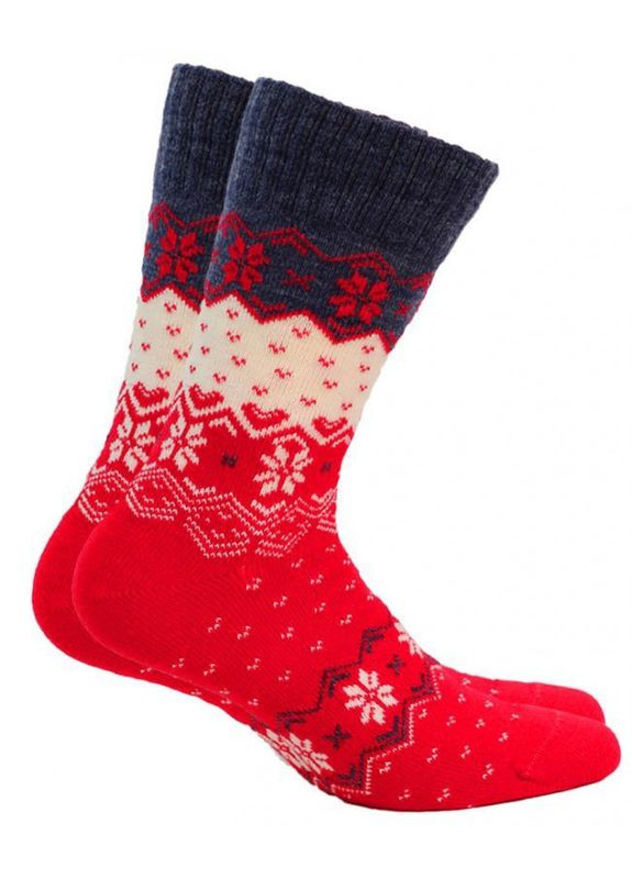 Червоні жіночі теплі вовняні шкарпетки Wola новорічні (308202244)