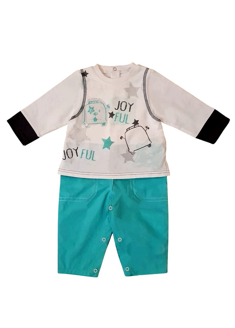 Комбинезон легкий для мальчика 3pommes 32011 белый с салатовым 3 Pommes (326601701)