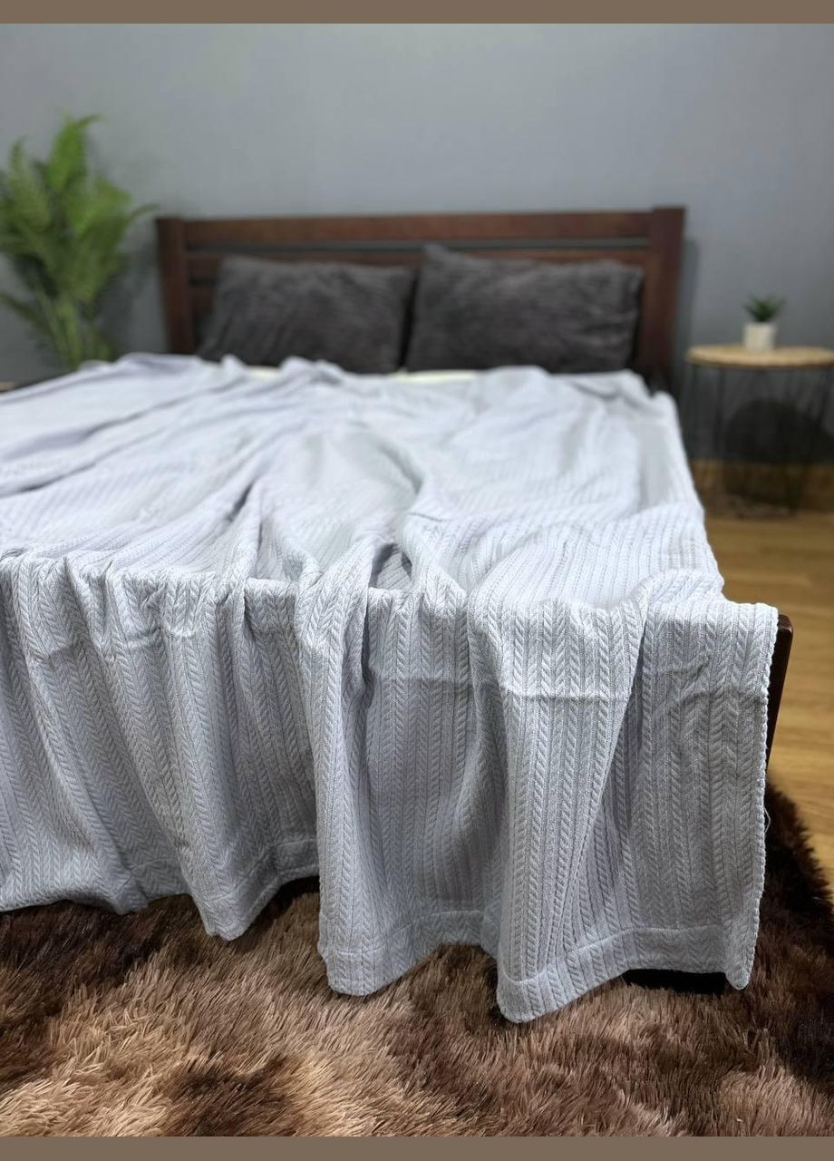 Покрывало Плед Косичка Полуторное 160х230 Хлопковое Пепельный No Brand (316714564)