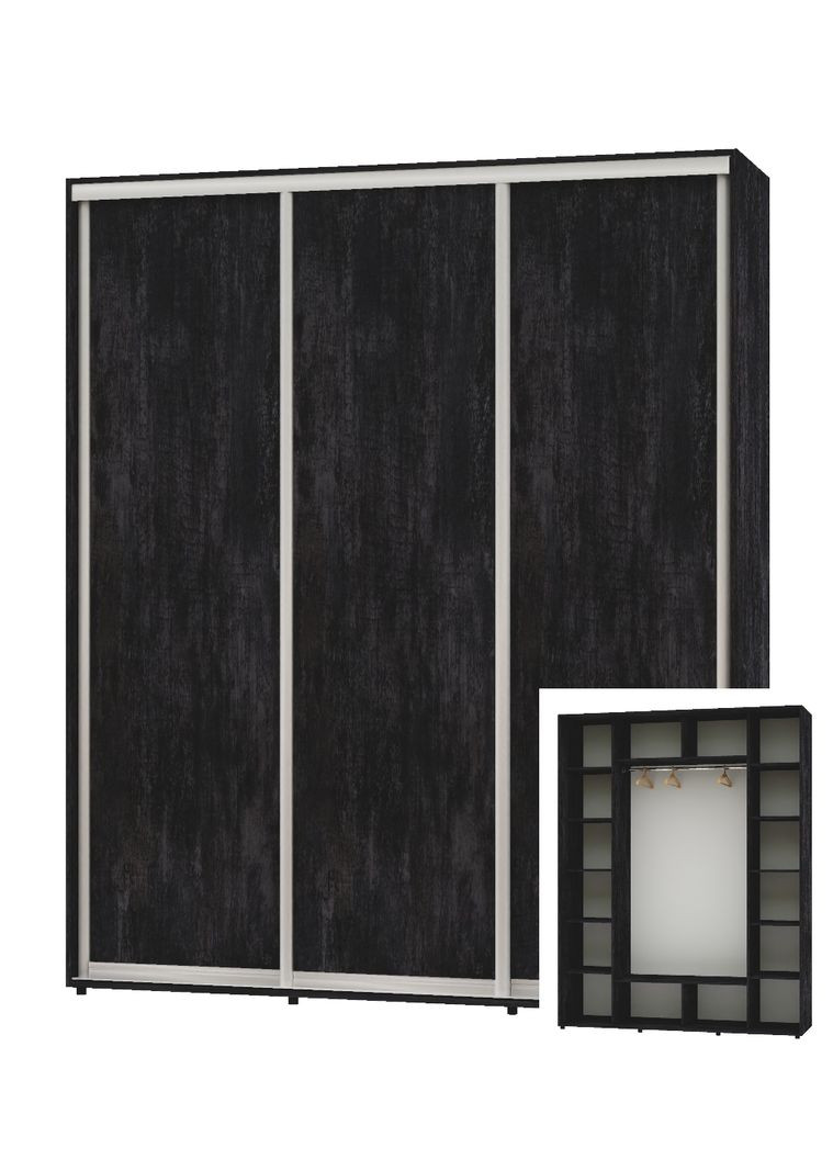 Шкаф-купе трехдверный 200*60*240 Бетон темный 3 двери ДСП ШК-05 Алекса (360449813)
