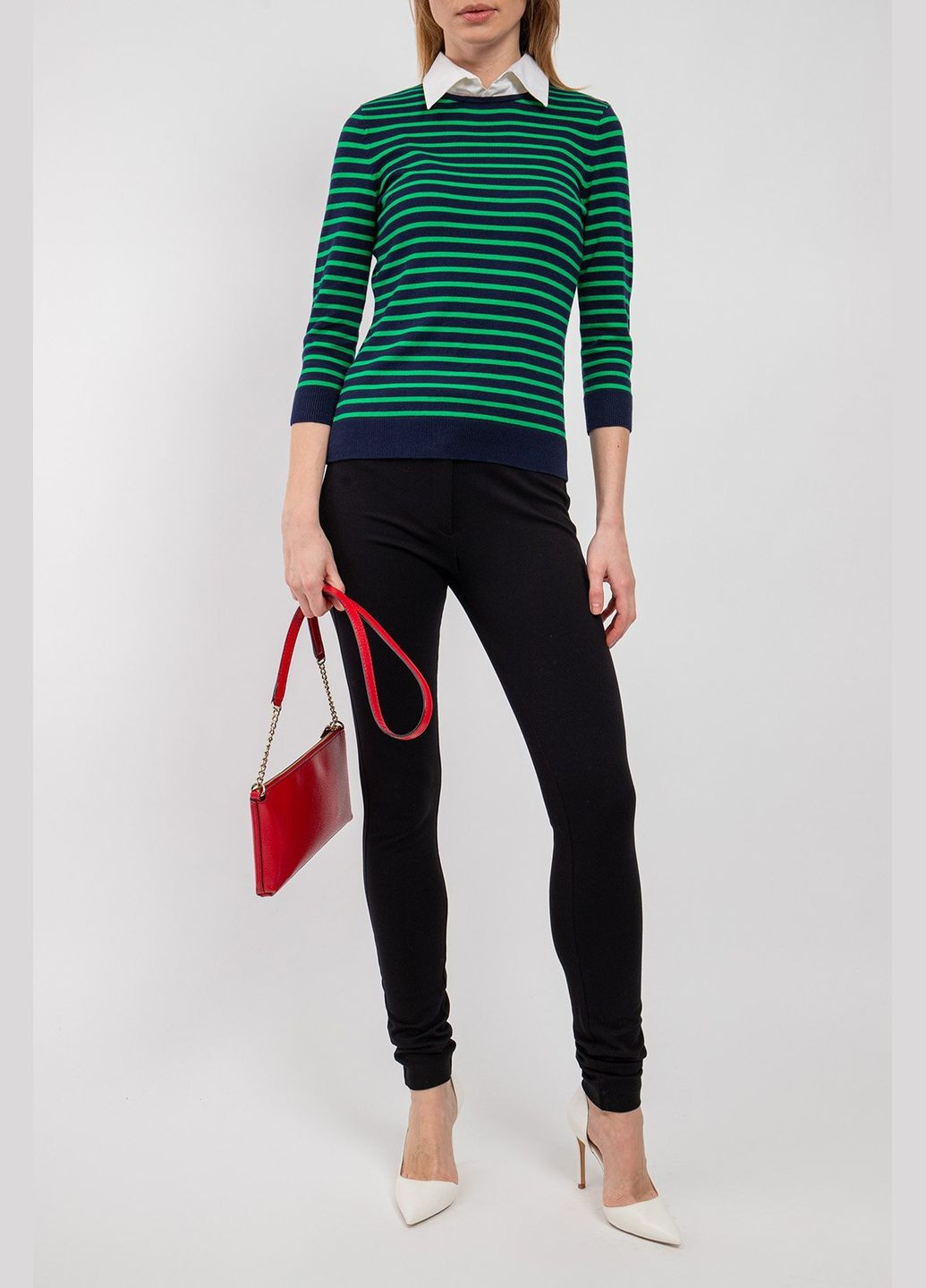 Сине-зеленый хлопковый джемпер со съемным воротником Ralph Lauren (332164575)