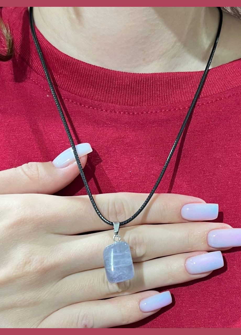 Кулон-талісман з натуральним каменем Флюорит у формі "міні блок" на брелоку у подарунковій коробочці Овен (331291888)