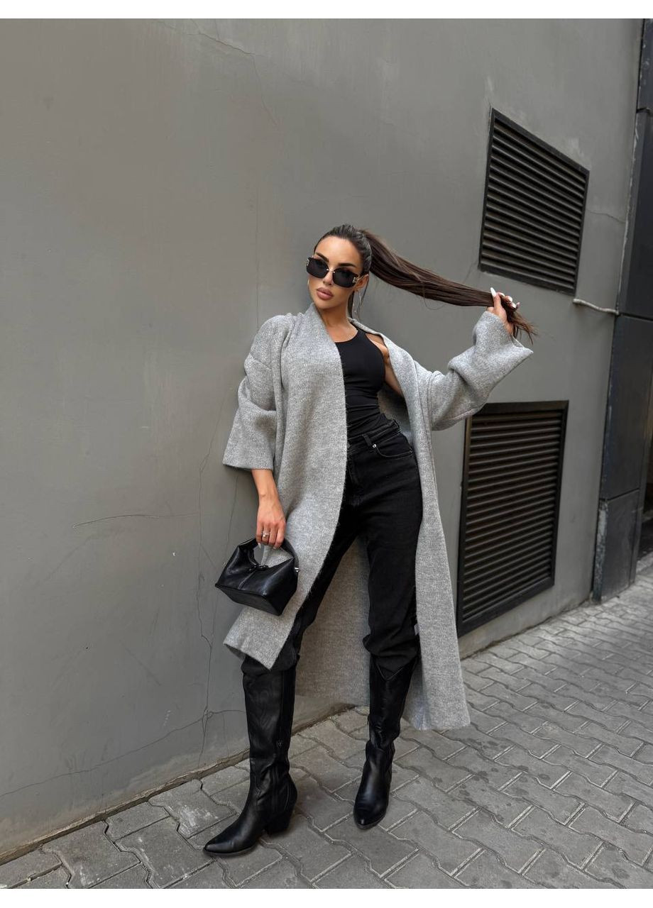 Серый демисезонный кардиган No Brand