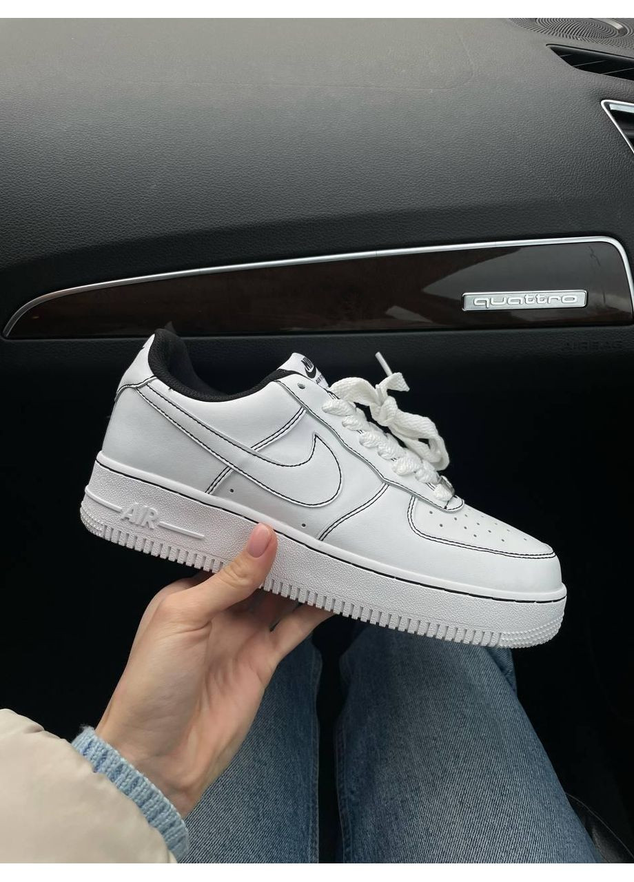 Білі Осінні кросівки чоловічі nike air force 1 white line v3 найк аір форс 1 преміум No Brand