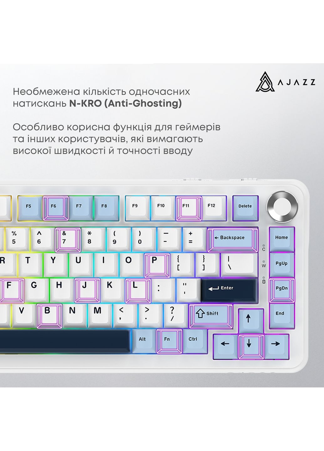 Клавиатура беспроводная AK820 Max Plus Day Dream Switch White (AK820MAX-DD-BWD) Ajazz (360401346)