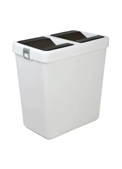 Мусорное ведро двойное 14 л + 14 л с поворотной крышкой Белое (COB-428) Motek 2236395515 (380887462)