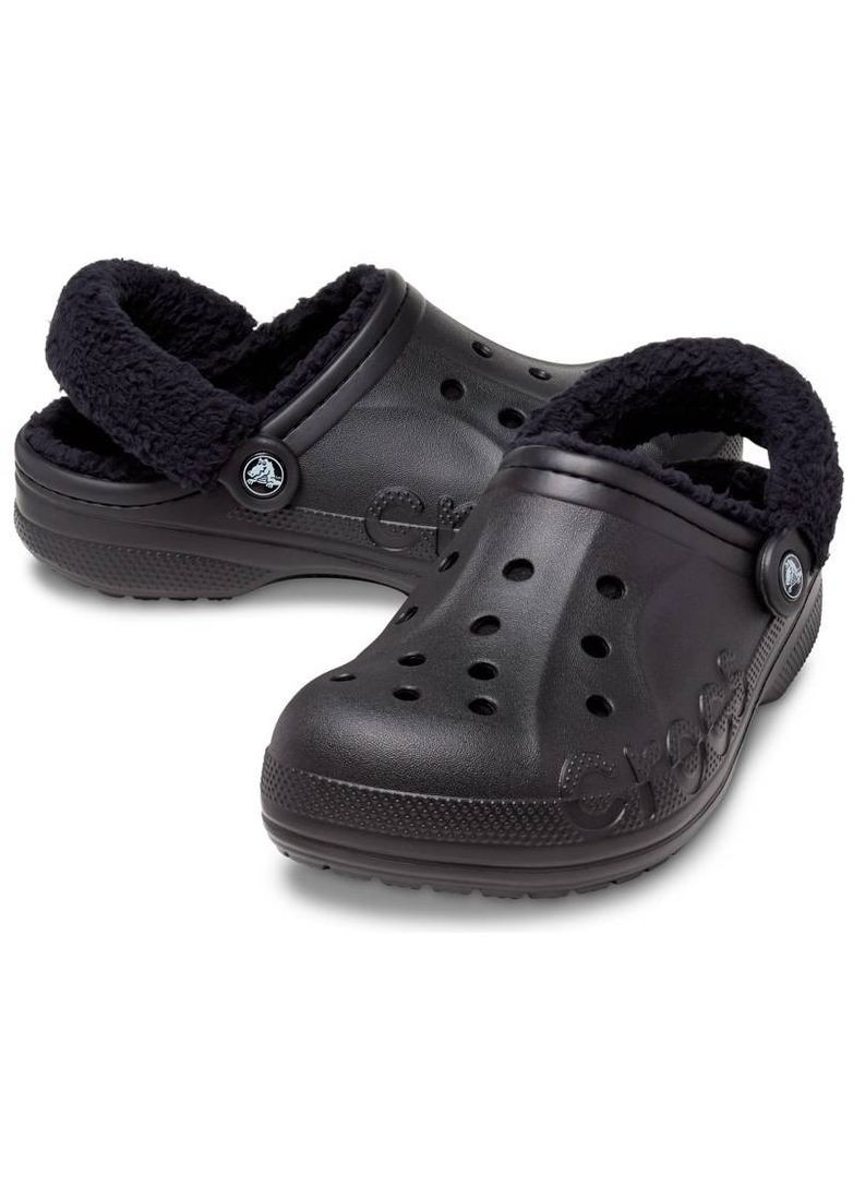 Черные сабо baya lined fuzz-strap clog black 206633 Crocs