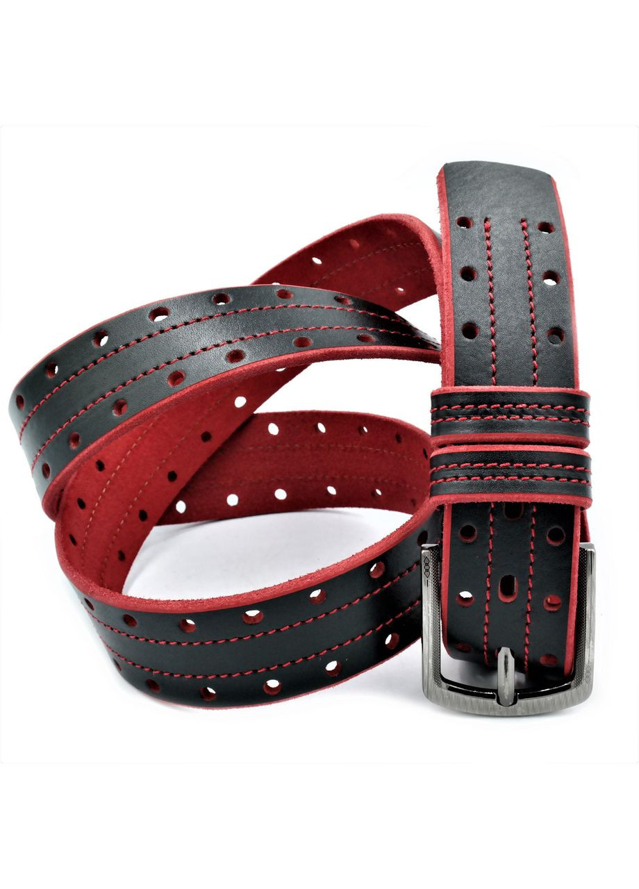 Шкіряний ремінь Чорний для чоловіків класична пряжка стильний пояс ProDobro (364668087)