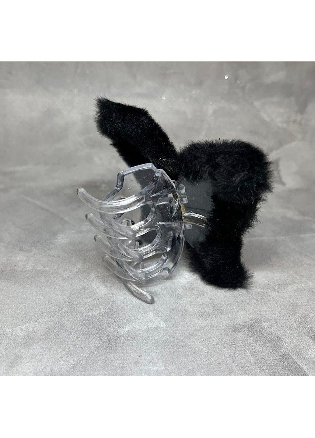 Краб-заколка для волосся Метелик, 8*7,3 см із штучним хутром, пластик,чорний, 1 шт, арт 019236 No Brand (364553415)