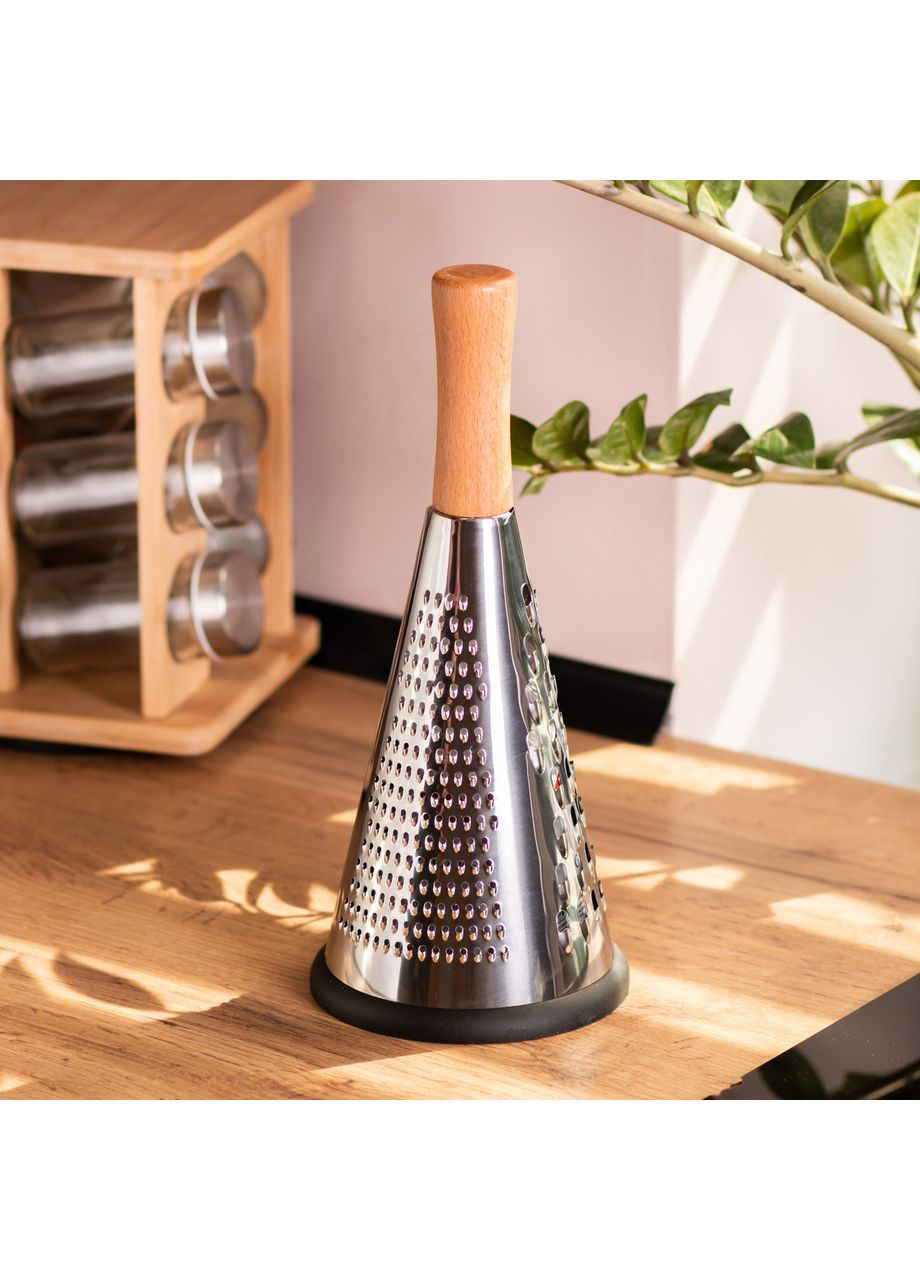 Конусна тристороння ручна тертка з нержавіючої сталі з дерев'яною ручкою HP-8-2 Ding Lanfang (370800780)