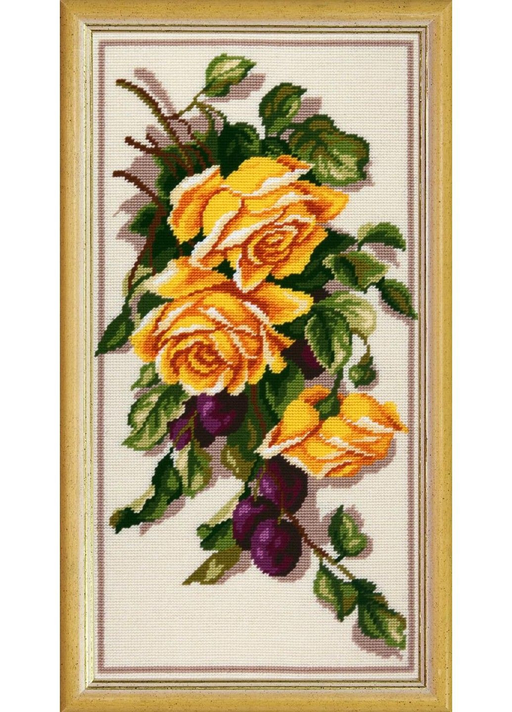 Набор для вышивки крестиком Пейзаж «Розы и сливы» Страмин с пряжей Madeira Zweigart мулине 38х77 см No Brand (333165452)