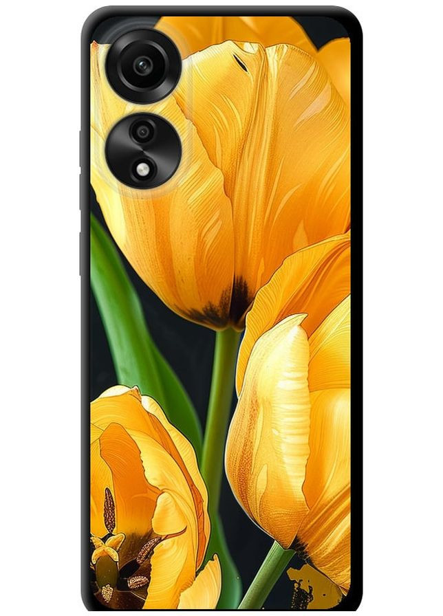 TPU черный чехол 'Желтые тюльпаны' для Endorphone Oppo A78 4G (282929626)