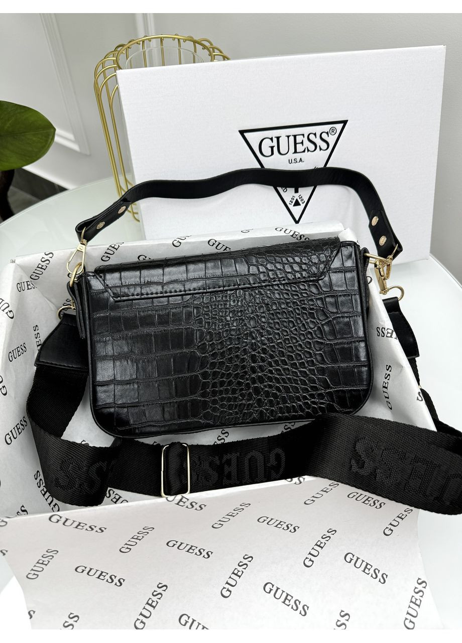 Сумка жіноча чорний рептилія крос боді через плече No Brand (369935781)