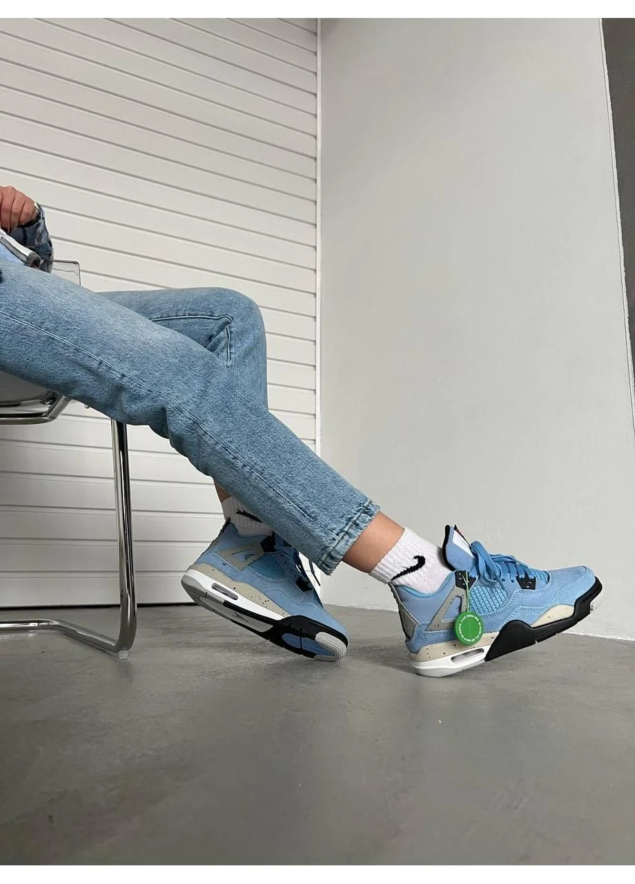 Черные летние кроссовки nike air jordan retro 4se university blue tech grey blue black найк аир джордан No Brand