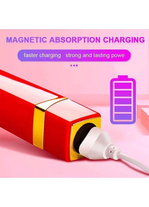 Вибратор для клитора "Секретная помада" 10 режимов USB 9,5 см Красный K0927-1 No Brand (366665061)