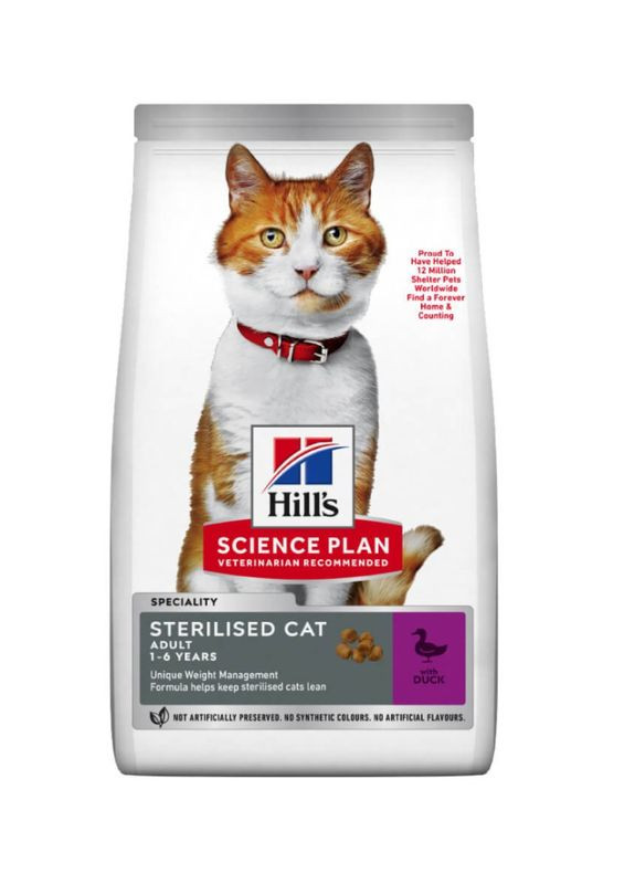 Сухой корм с уткой Хилс для стерилизованных котов 3 кг (052742035963) Hill's (364788521)
