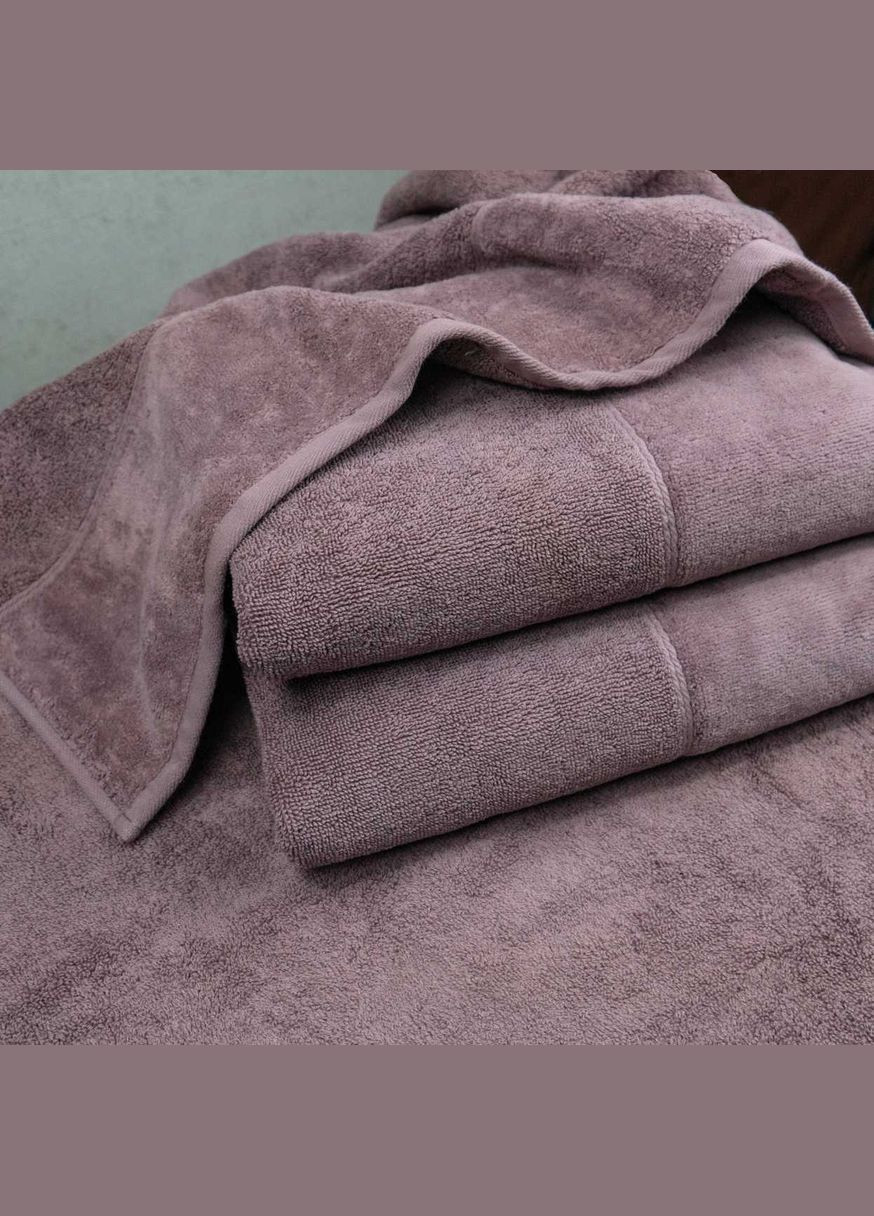 GM Textile банное полотенце махра/велюр 70x140см премиум качества milado 550г/м2 (пепельный) комбинированный производство - Узбекистан