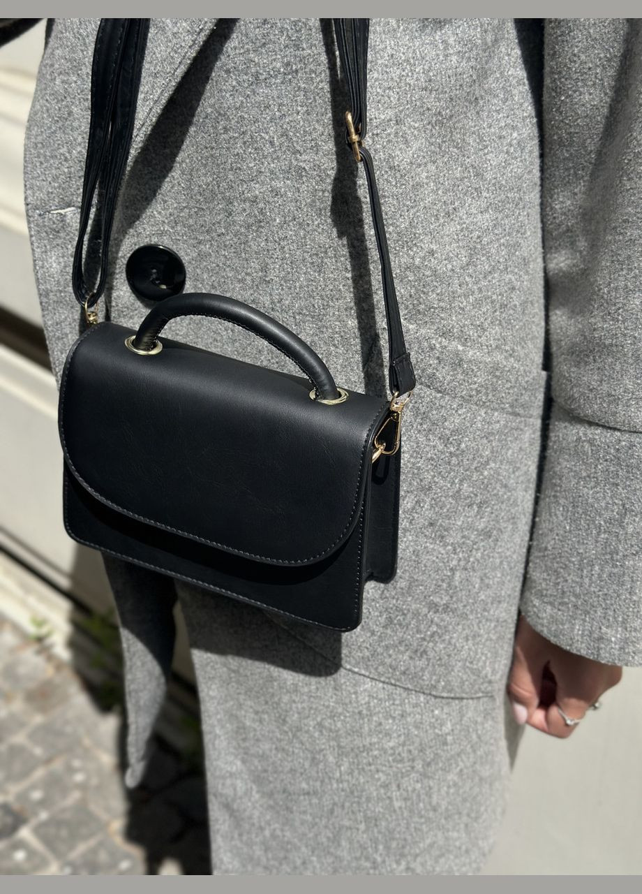 Жіноча сумка крос-боді 6130 на ремінці через плече чорна No Brand (299279354)