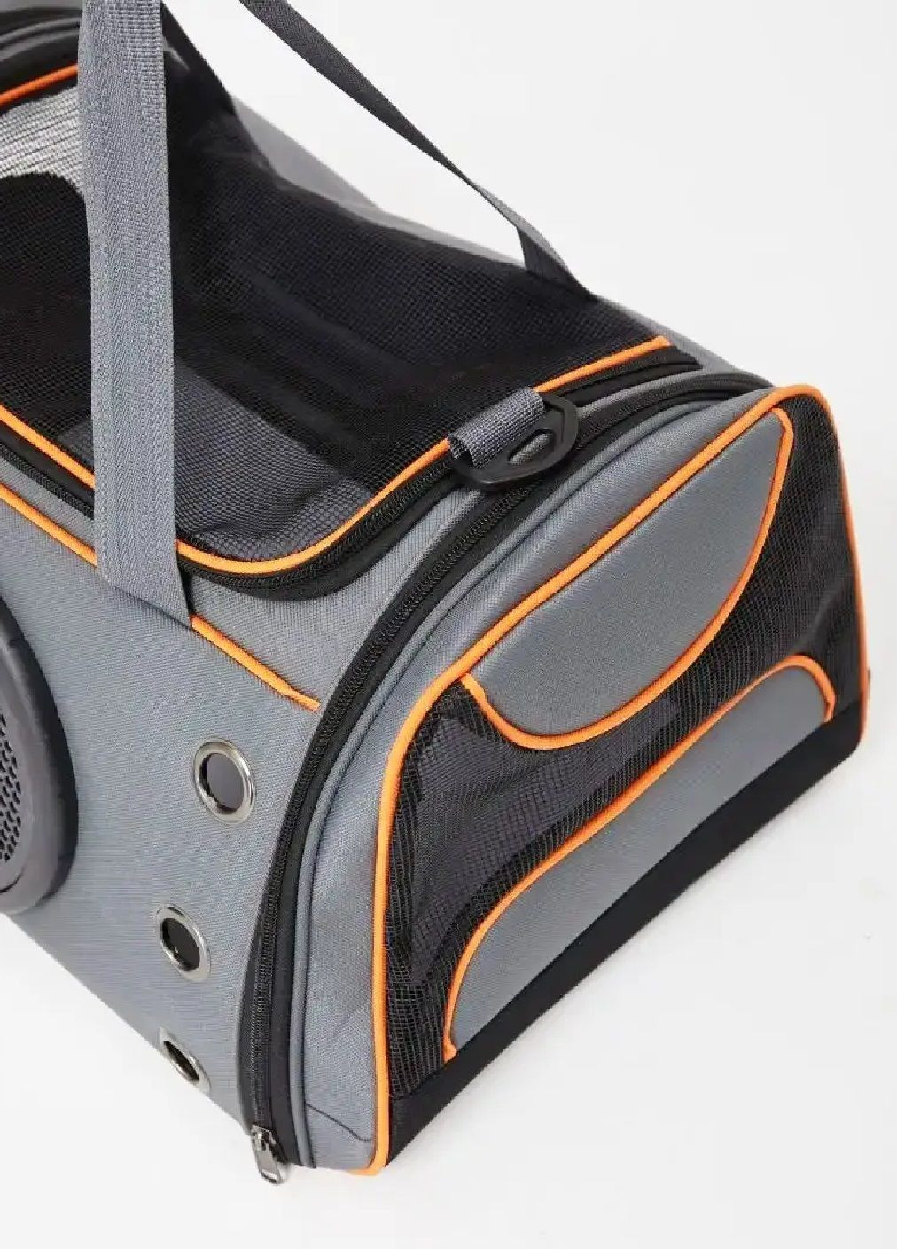 Сумка переноска для животных кошек собак с вентиляцией иллюминатором 46x30x26 см размер L (477341-Prob) Серая с оранжевым Unbranded (299193456)